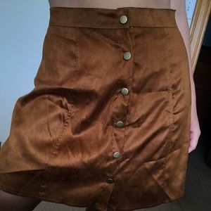High rise satin button up skirt